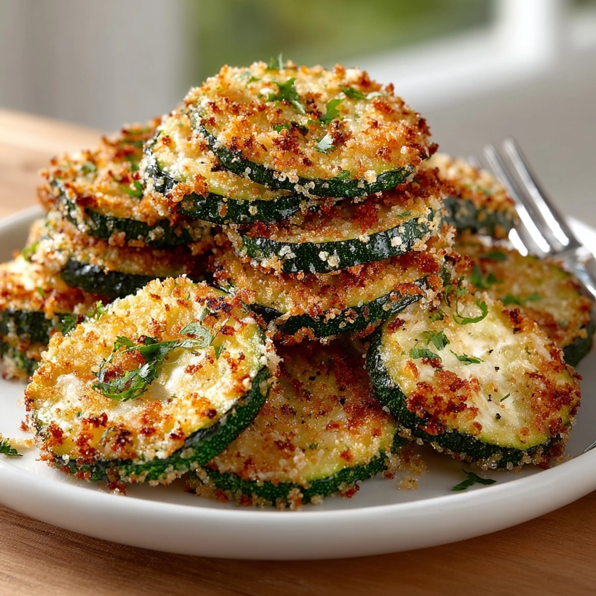 Homemade Crispy Parmesan Zucchini Chips: a healthy, cheesy snack baking in the oven.