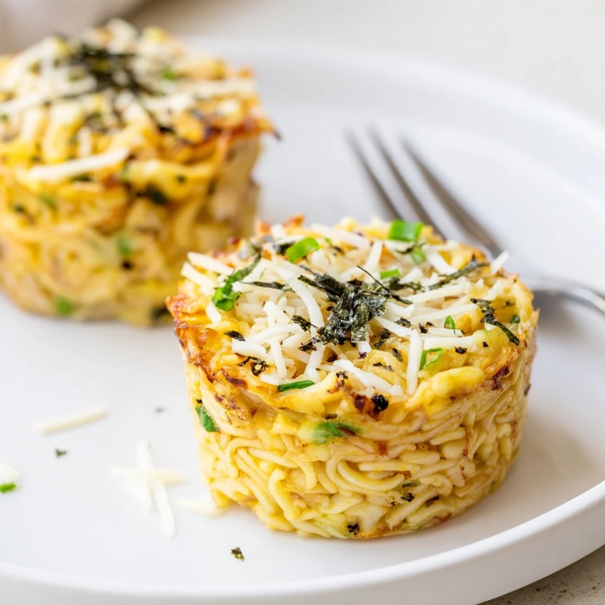 Comforting fusion of ramen noodles and marinated eggs baked into delightful muffins.  