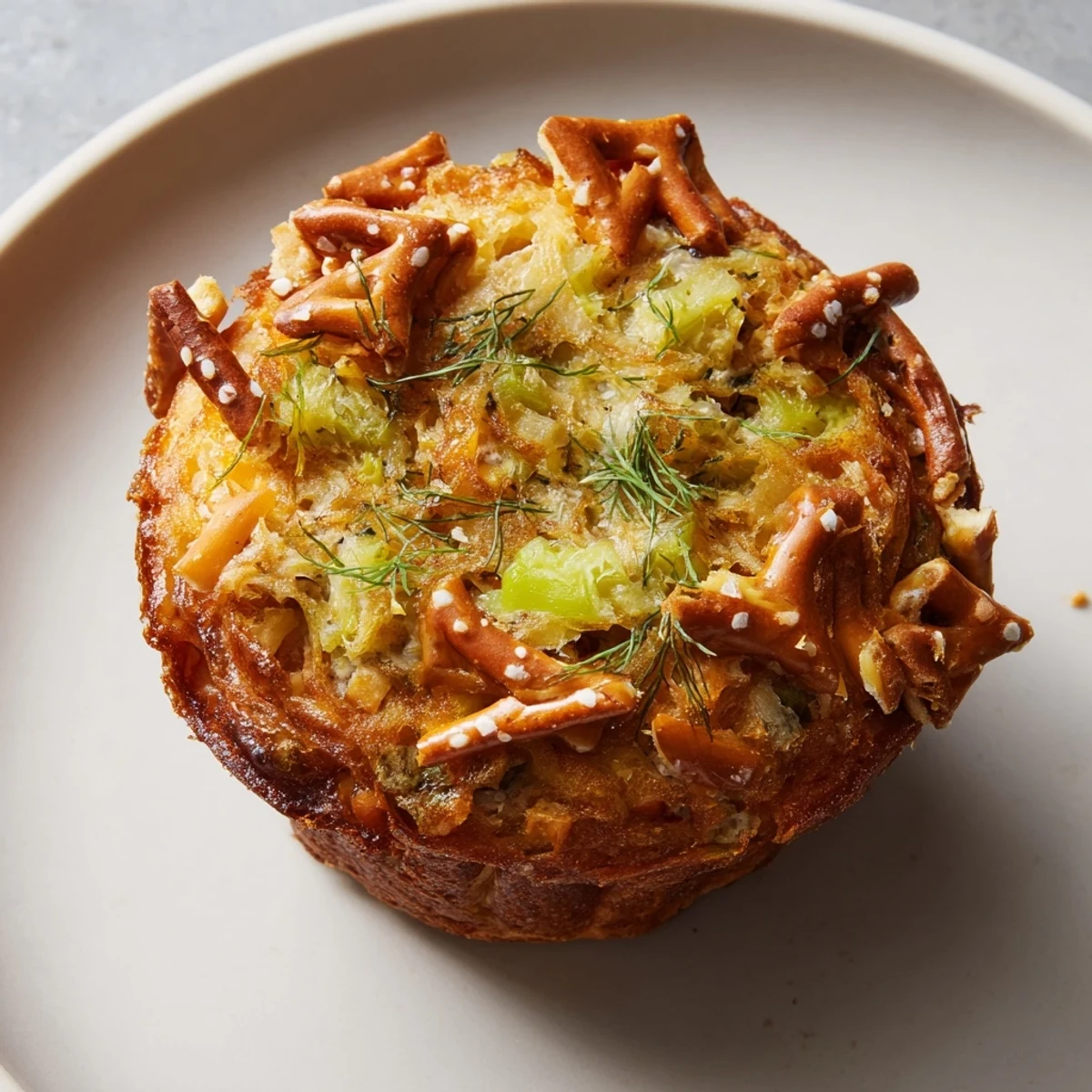 Dill Pickle Cheddar Pretzel Muffins