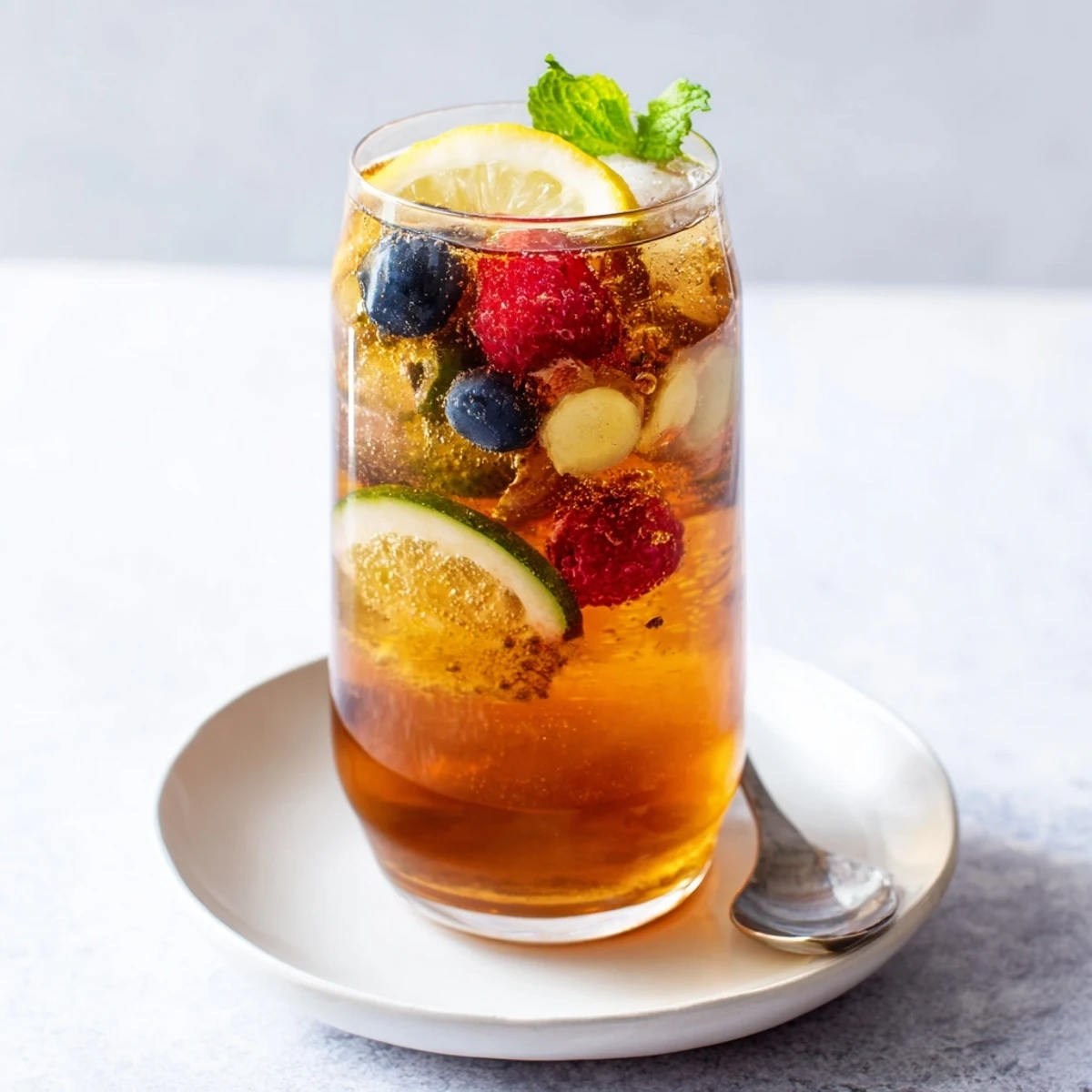 Delicious fermented drinks featuring fresh mint and ginger for a zesty twist.