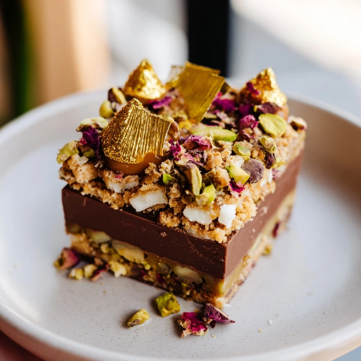 Fusion chocolate bar inspired creations featuring pistachios and toasted coconut for added crunch.