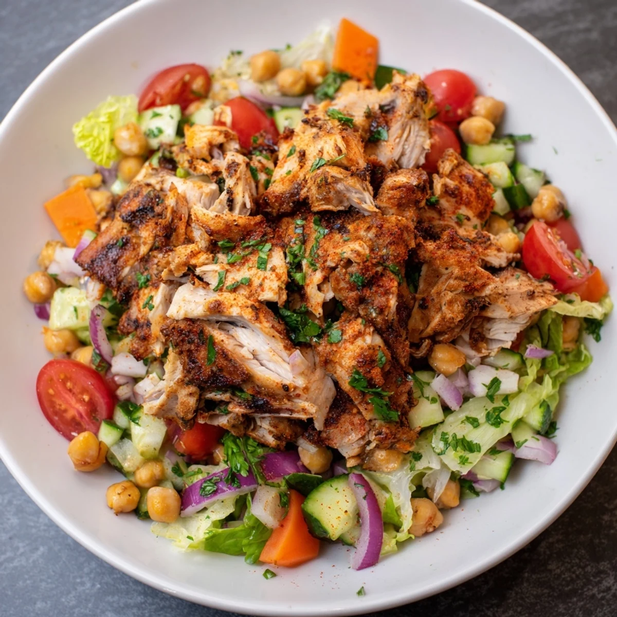 This Chicken Salad features juicy roasted chicken, crunchy vegetables, and a bright lemon dressing.