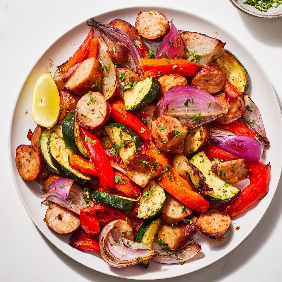 Vibrant image of Sheet-Pan Roasted Veggies & Sausage: a simple, tasty, and healthy weeknight dinner.