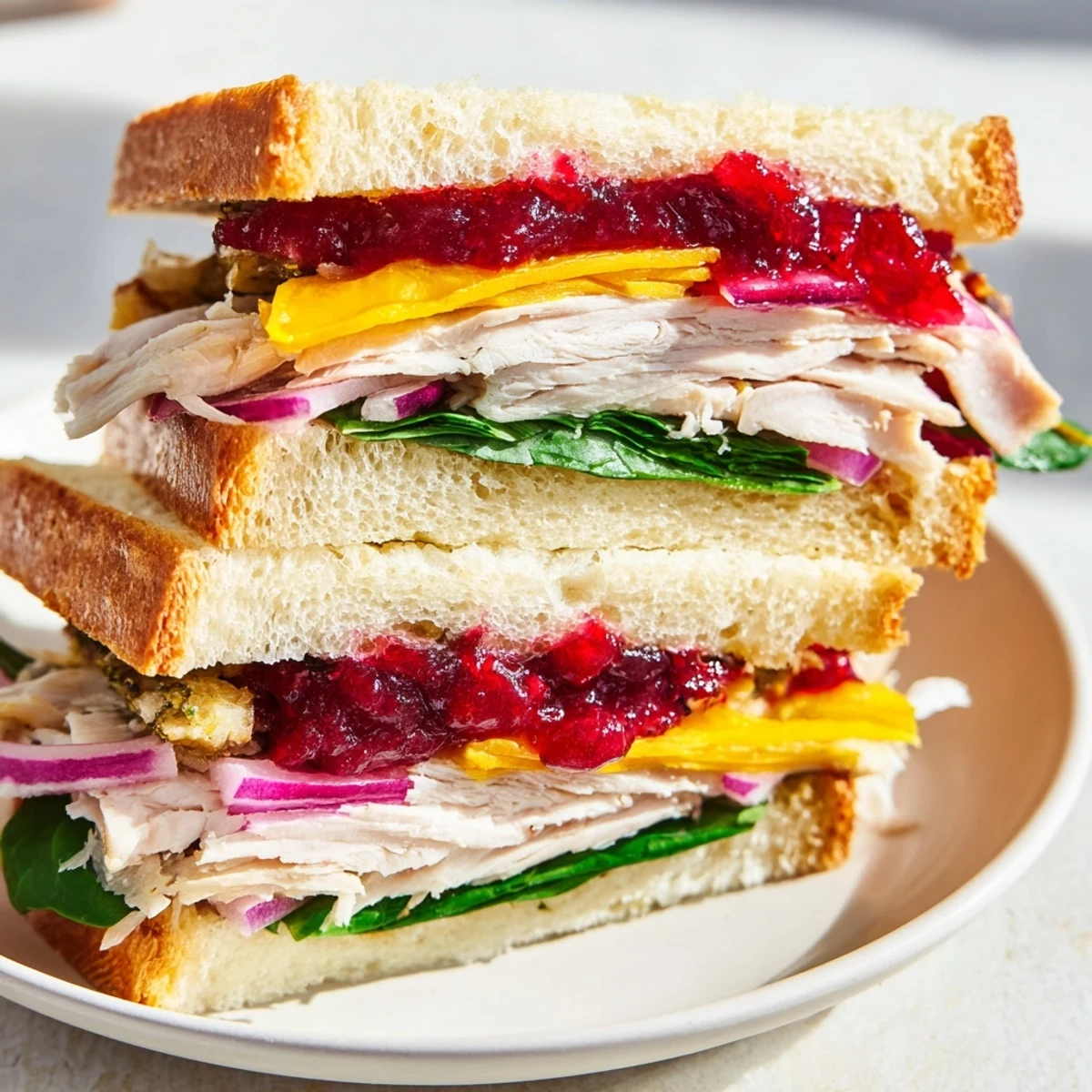 Golden, grilled Budget Christmas Sandwich on brioche, overflowing with holiday flavors, ready to eat.