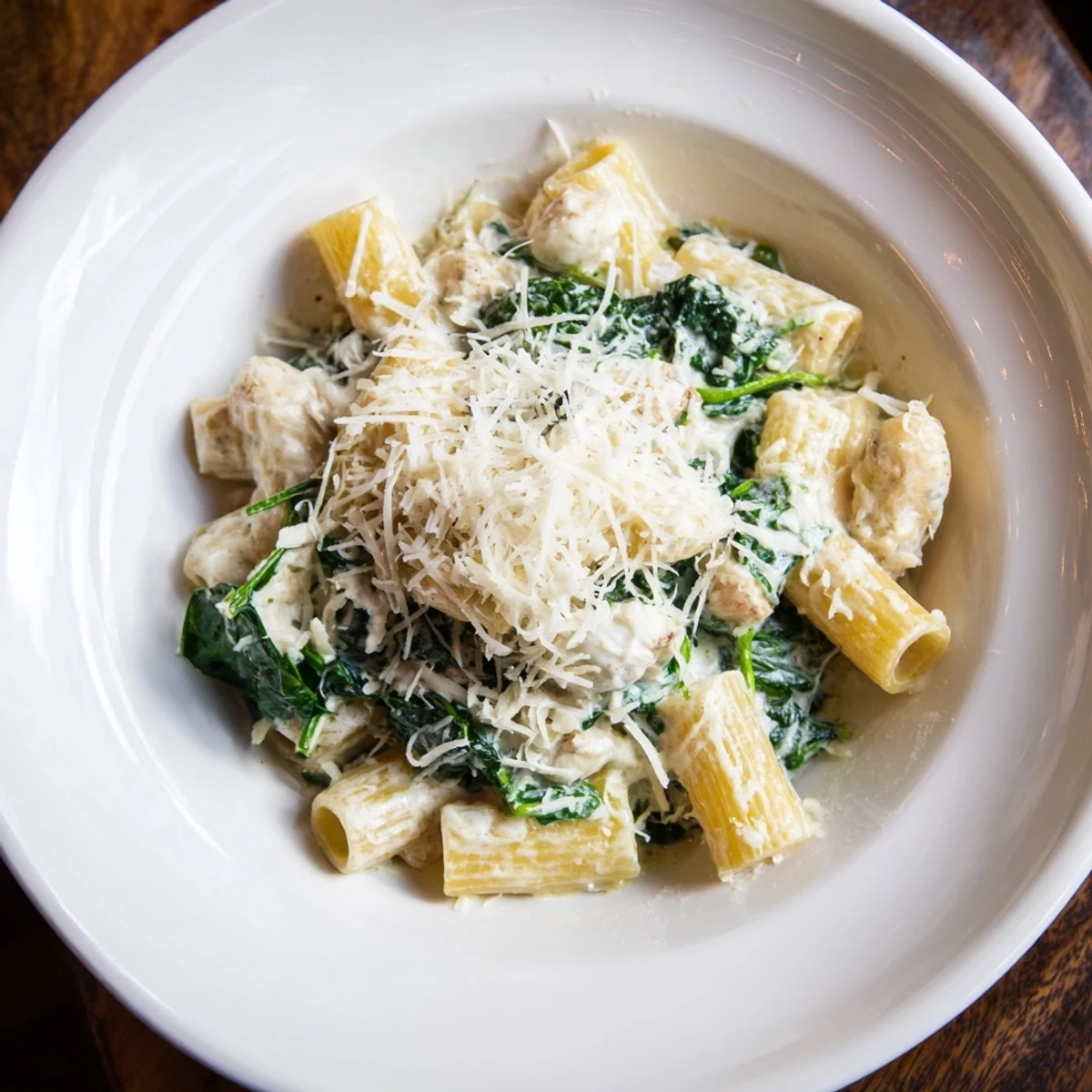 A bubbling casserole of Whipped Ricotta & Spinach Baked Pasta with golden, cheesy top.