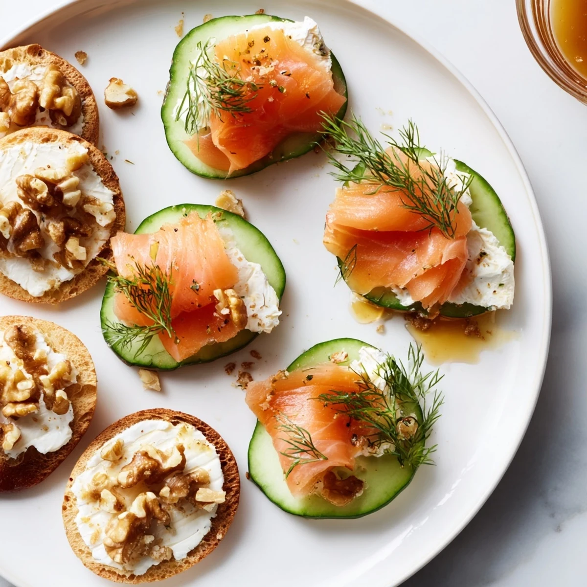 Festive party platter featuring a beautiful array of champagne pairings with fresh garnishes and fruit.