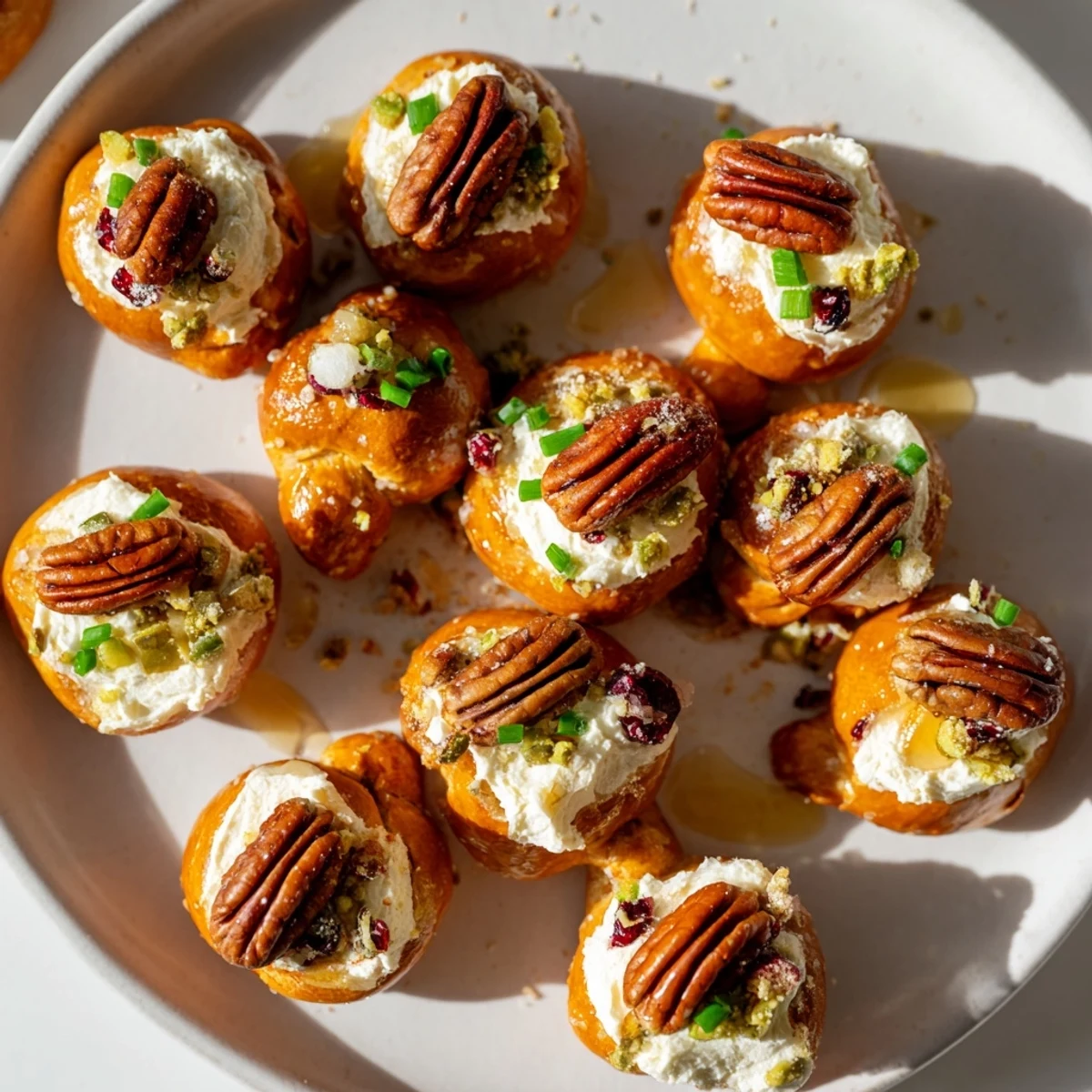 Enjoy these bite-sized Rocket Fuel New Year's Eve Treats—salty pretzels topped with creamy, festive flavors.