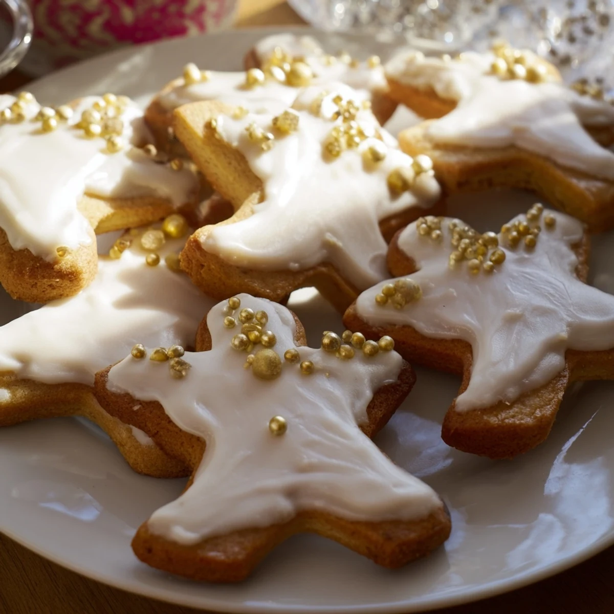 Freshly baked Biscuits Anges de Noël, delicate and buttery, perfect holiday dessert or gift.