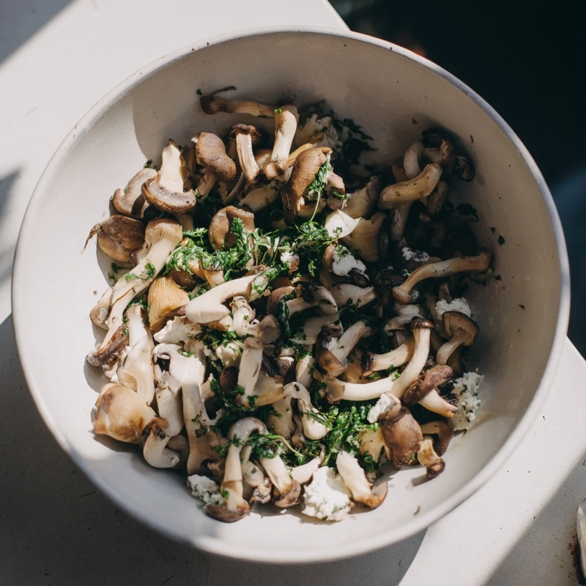 Sizzling wild mushrooms and fluffy goat cheese make this Cottagecore Mushroom Platter a visual delight.