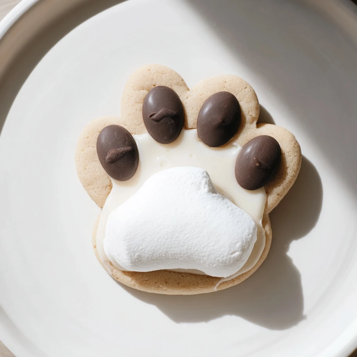 Warm, inviting photograph of finished Polar Bear Paw Print Cookies, perfect for winter gatherings.