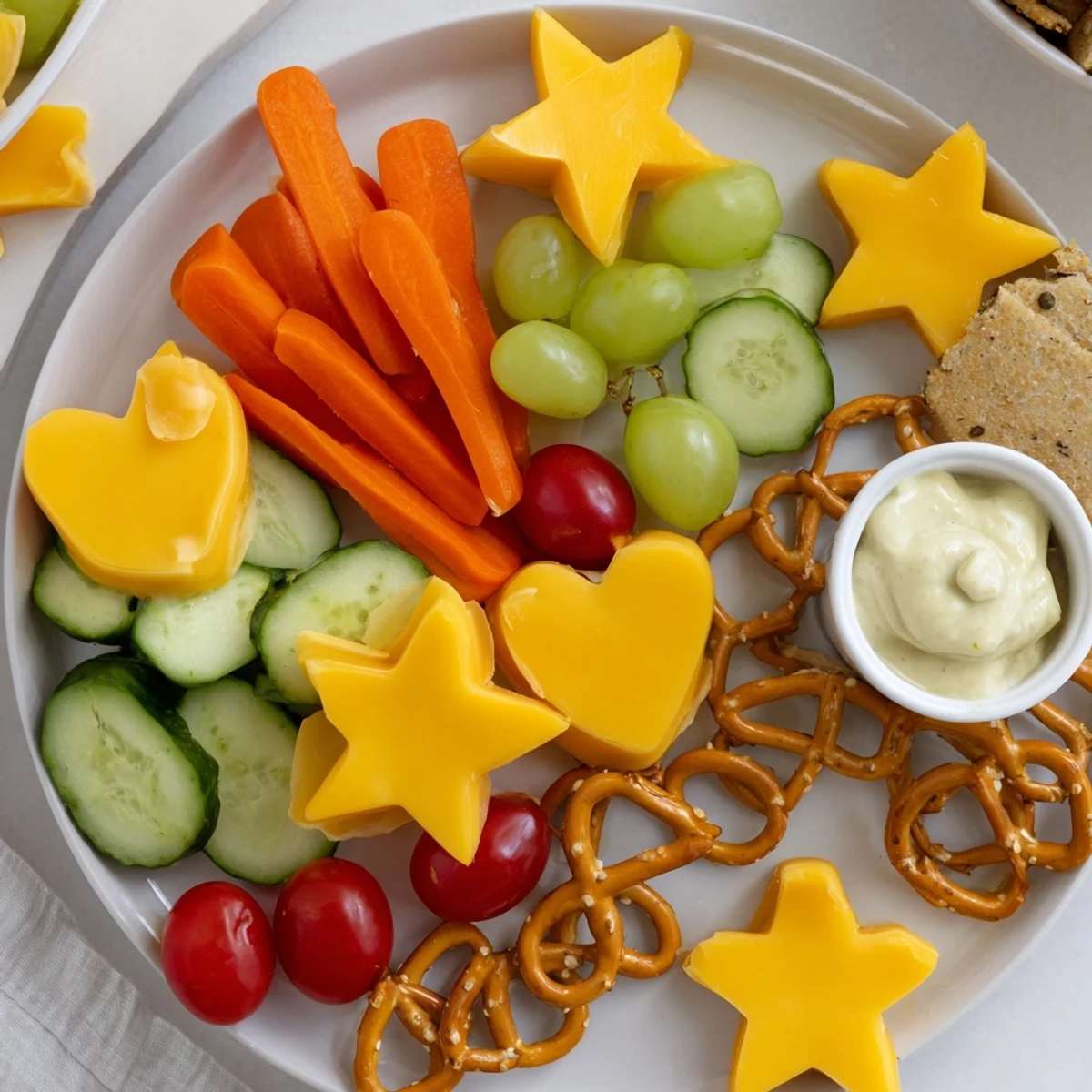 Get ready for the Kids Snack Adventure Map, with vibrant veggies, fruits, and fun cheese cutouts.
