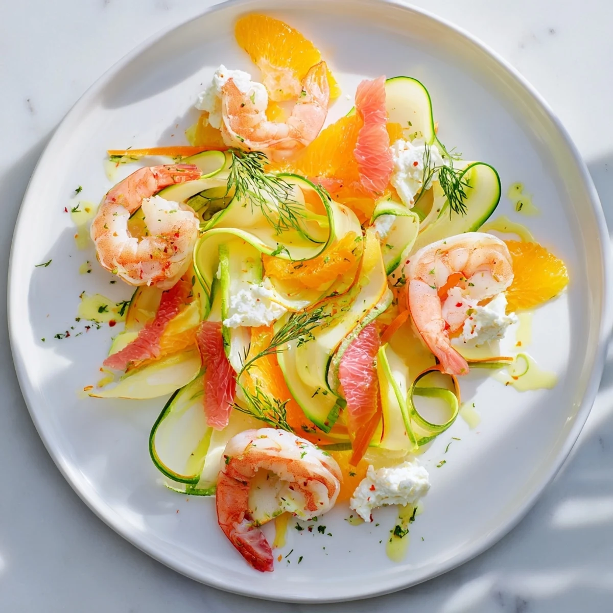 Vibrant photo of The Coral Reef: a seafood dish featuring pink shrimp with bubbly Gruyère cheese.