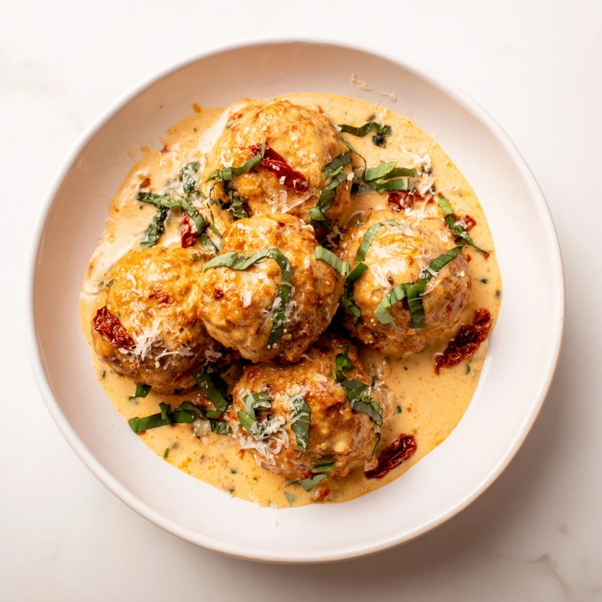 Tender chicken meatballs parmesan
