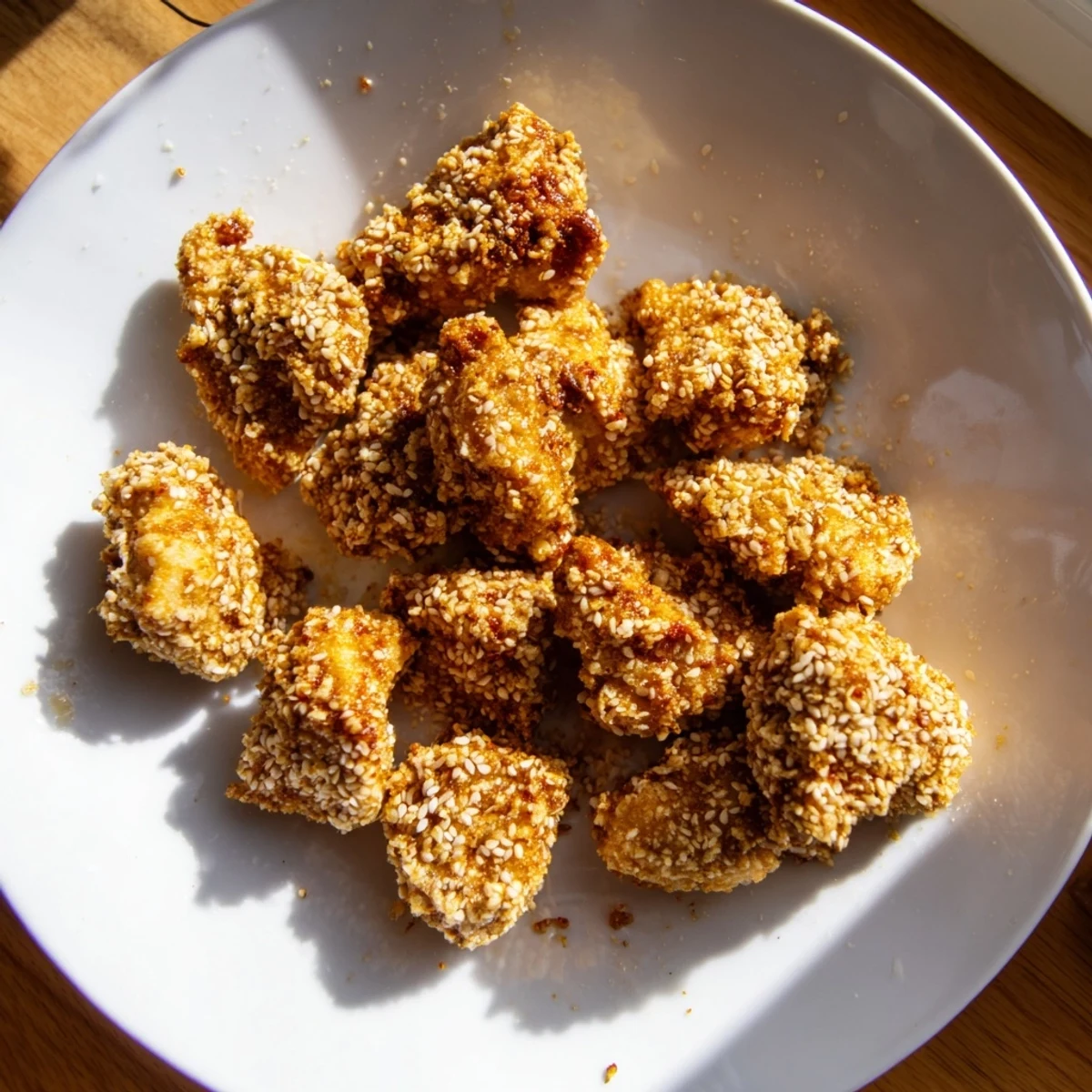 Close-up of baked Spicy Yogurt Chicken Bites, showcasing a flavorful, seasoned coating ready to eat.