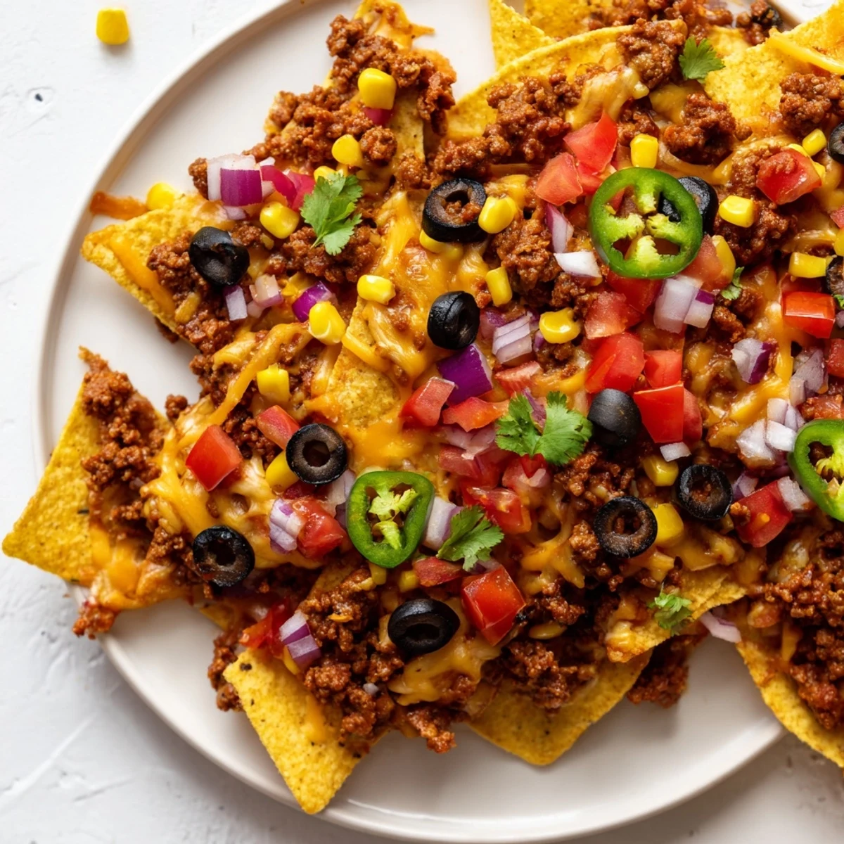 Easy sheet-pan nachos with melted cheese, seasoned beef, and fresh, colorful toppings ready to enjoy.