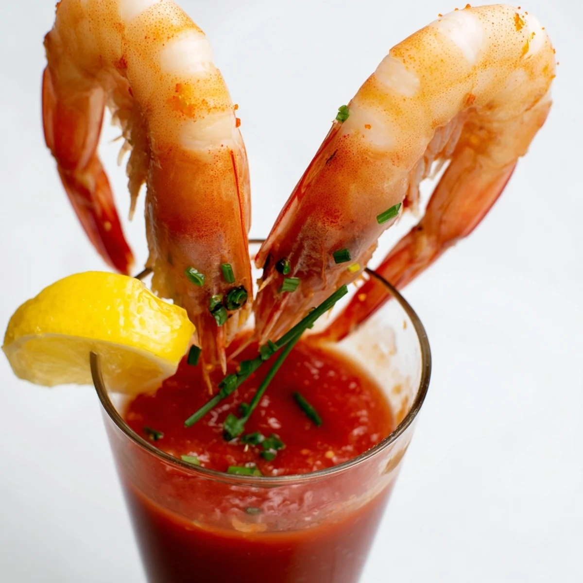 Shot glasses overflowing with classic Retro Prawn Cocktail Shooters, perfect for a special gathering's elegant bite.