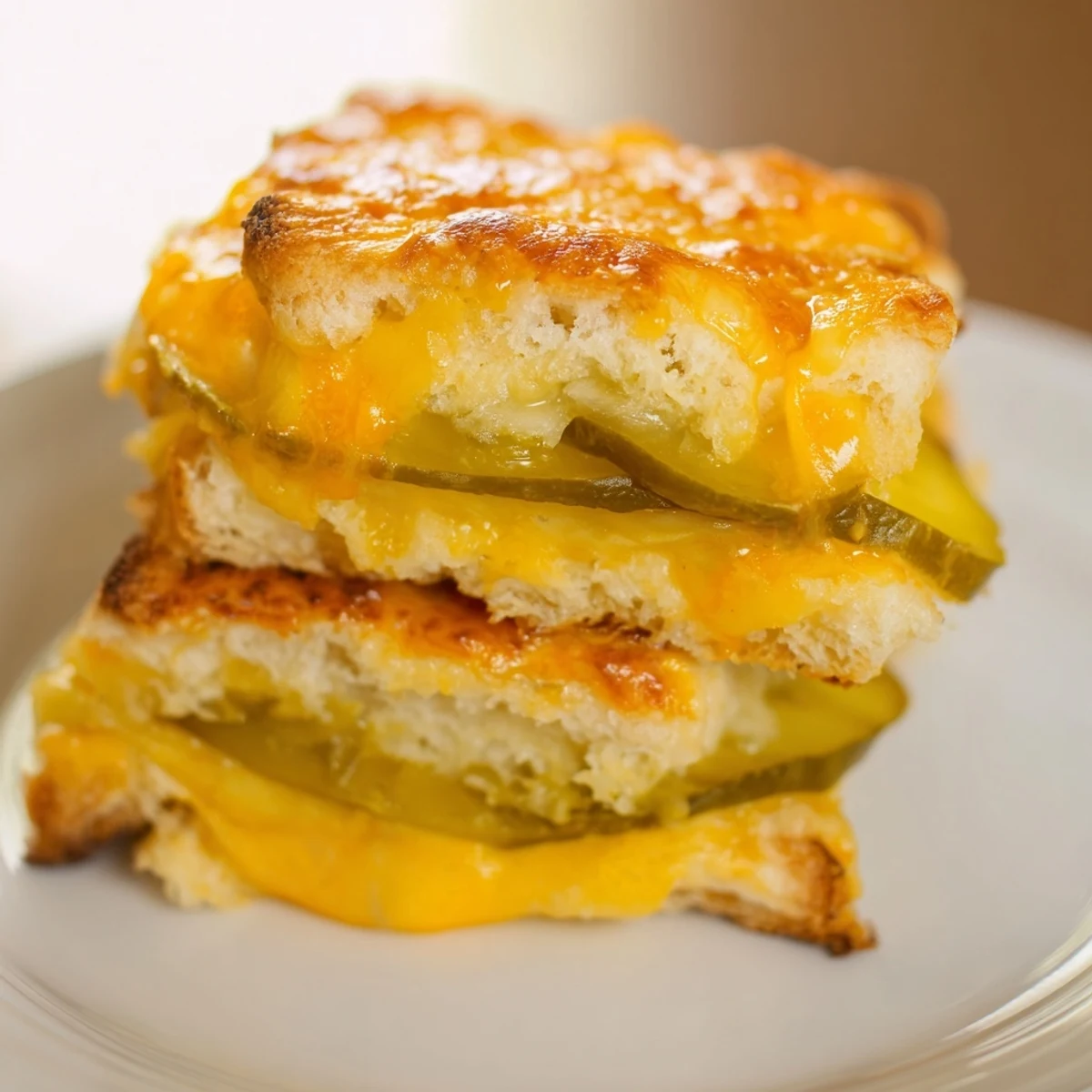Savory and crispy Pickle Bread Sandwich, made with cheese buns and dill pickles, perfect for lunch.