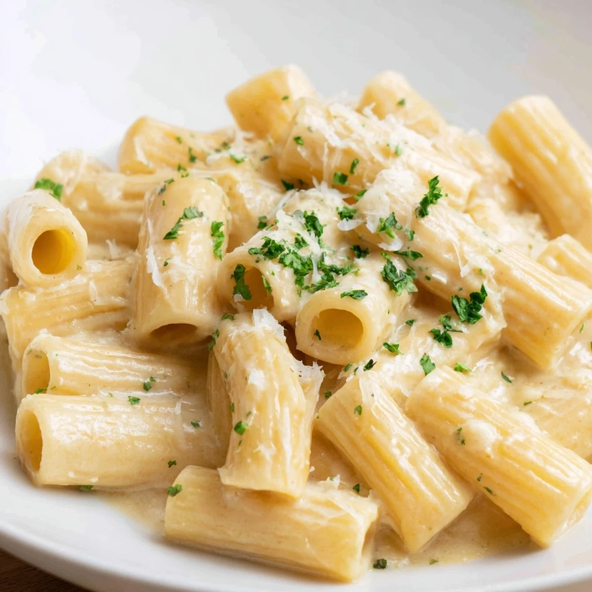 Golden-hued Creamy Milk Pasta One-Pot with perfectly cooked pasta, coated in a luscious, white sauce.