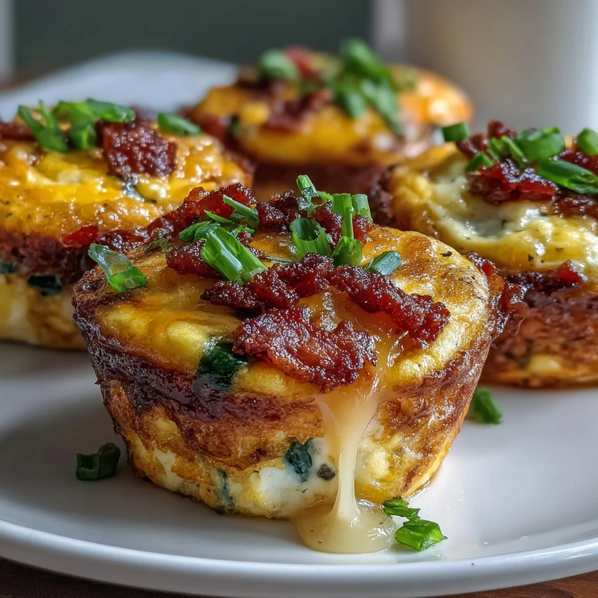 Batch of golden, gluten-free Breakfast Egg Muffins packed with vegetables and bacon, ideal for a quick morning meal.