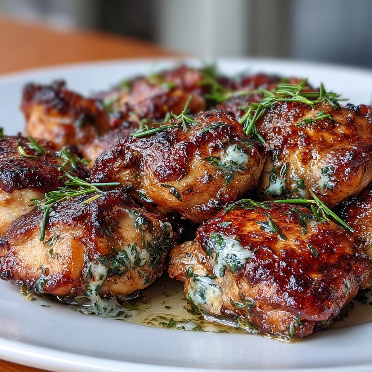 Cowboy Butter Chicken Bites with garlic and herbs, golden and juicy, served sizzling in a skillet.  