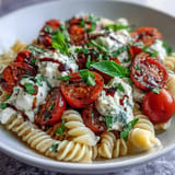 Delectable Summer Caprese Pasta with Burrata, perfect for a light Italian dinner.