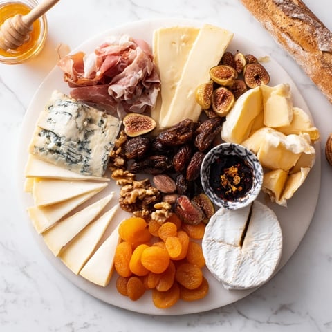 A beautifully arranged Plateau des Rois Mages Gourmand, ready to serve with honey and fig jam.