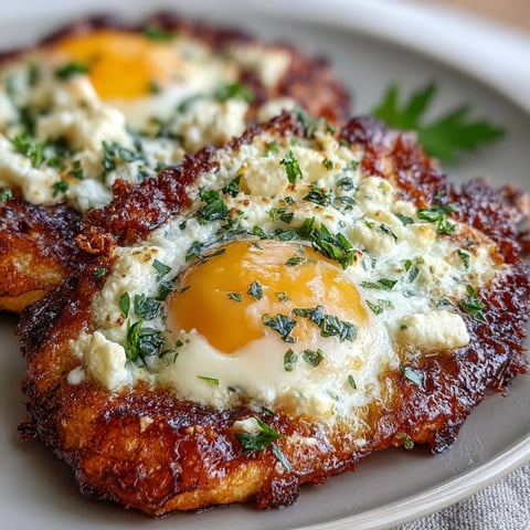 Crispy Feta Fried Eggs sizzle in a skillet, topped with pepper and herbs on toast.