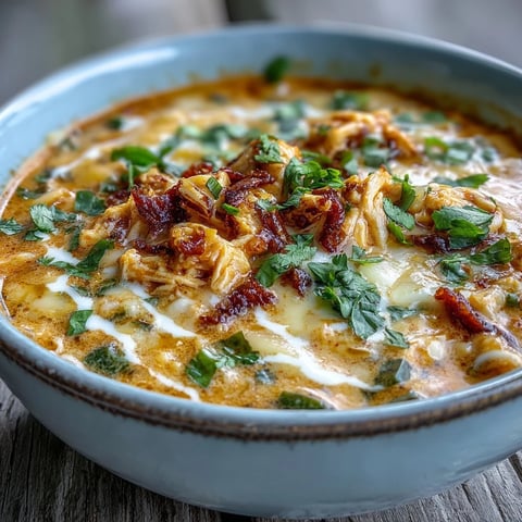 Steaming Keto Creamy Chicken Enchilada Soup served in a rustic bowl, topped with sliced avocado and fresh cilantro.