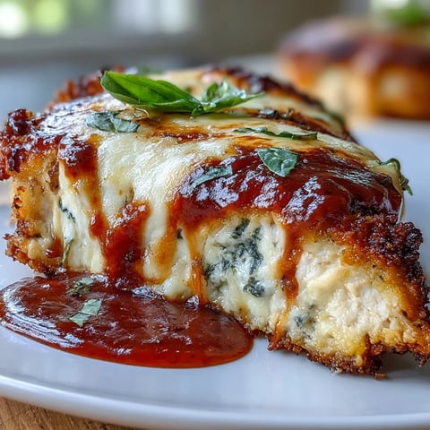 A golden baked chicken breast topped with marinara and melted mozzarella, served over fresh spiralized zucchini noodles for a healthy Italian-inspired dinner.