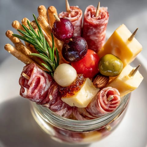 Delectable Charcuterie Cups: layers of textures and flavors, perfect for fuss-free entertaining.