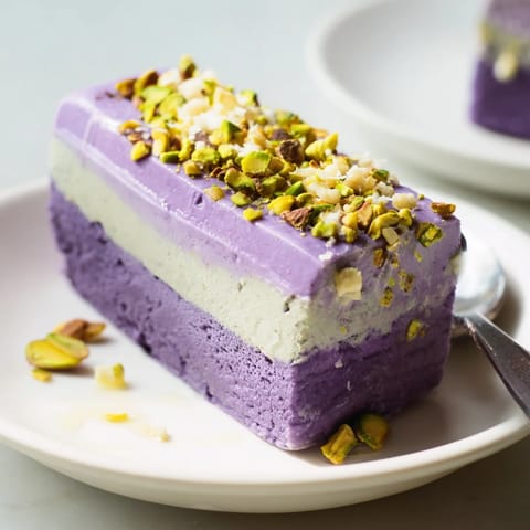 Vibrant ube & pistachio ice cream bars, a refreshing summer dessert delight.  