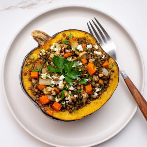 Lentil Walnut Stuffed Squash