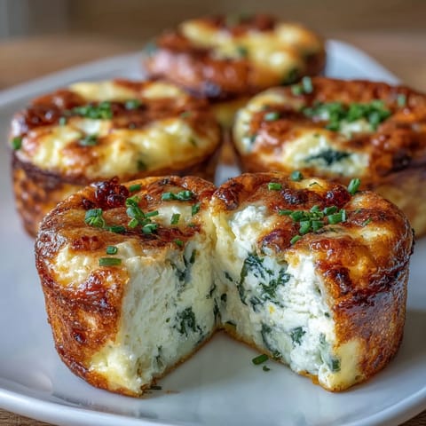 Fluffy Cottage Cheese Egg Bites baked to golden perfection with melty cheddar and fresh spinach.  