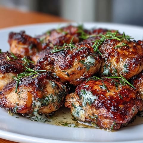 Cowboy Butter Chicken Bites with garlic and herbs, golden and juicy, served sizzling in a skillet.  