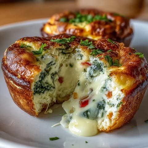 Fluffy cottage cheese egg bites packed with colorful veggies and melty cheese, baked to golden perfection for a healthy breakfast.