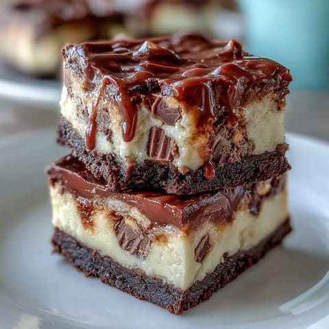 Decadent cheesecake bars with creamy peanut butter swirls and mini peanut butter cups baked to perfection.