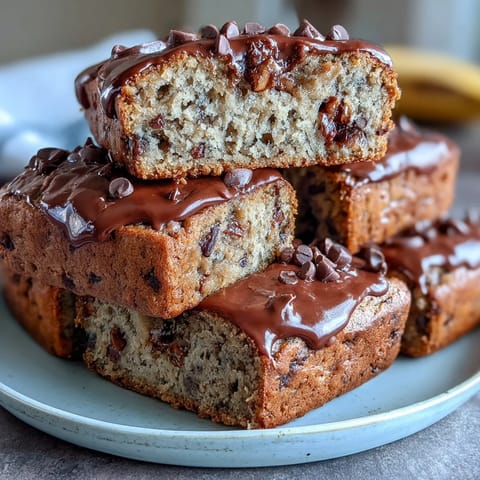 Moist banana bread enriched with vanilla protein powder and studded with rich dark chocolate chips—an easy, refined sugar-free treat for any time of day.
