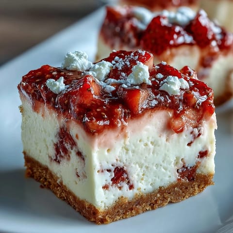 Strawberry Lemonade Bars with Shortbread Crust: golden crust topped with tangy strawberry-lemon filling, perfect for summer gatherings and potlucks.