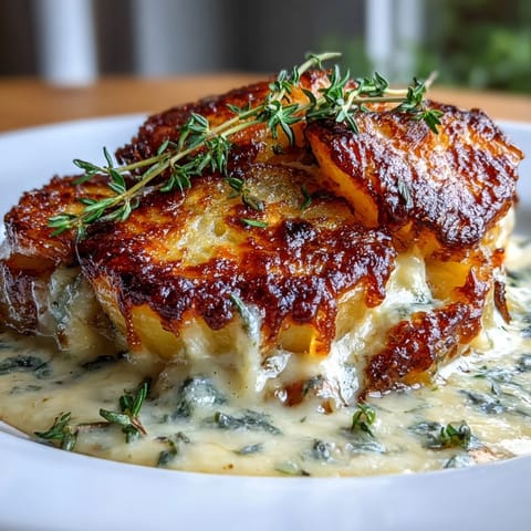 Creamy scalloped potatoes with Gruyere cheese, baked to golden perfection with layers of tender Yukon Gold potatoes in a garlicky cream sauce.  