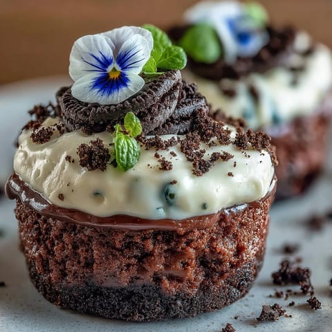 Mother's Day Flower Pot Brownies with Oreo Dirt look like mini gardens.
