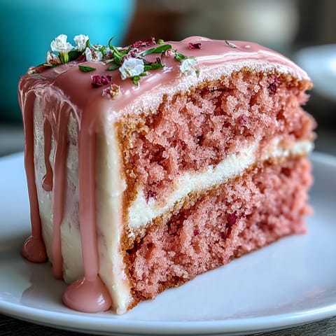Bridal Shower Rosé Velvet Cake: delicate pink layers with elegant gold drip.