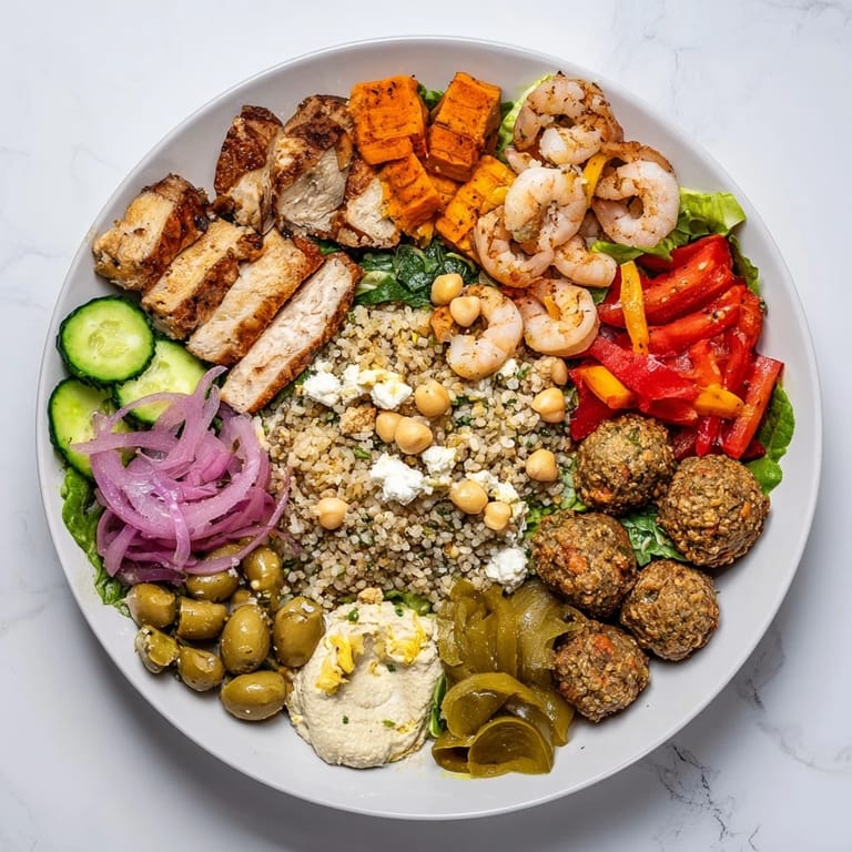 Interactive plated meals showcase guests creating personalized bowls with grilled proteins and fresh veggies.  