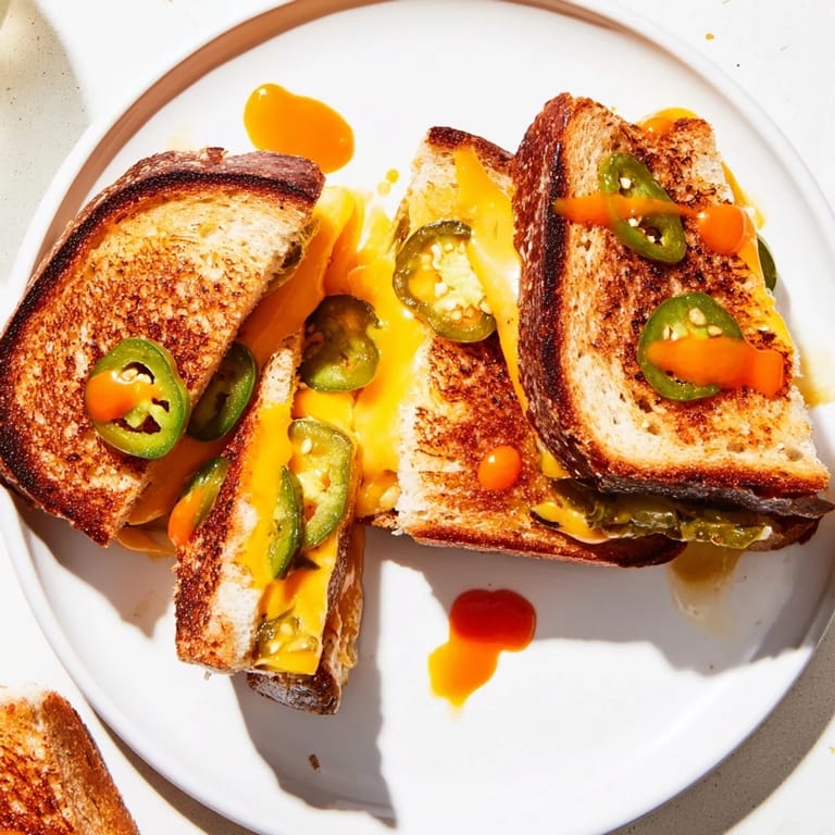 Crispy sourdough with spicy pickles in these flavorful Spicy Pickle Grilled Cheese Dippers served warm.