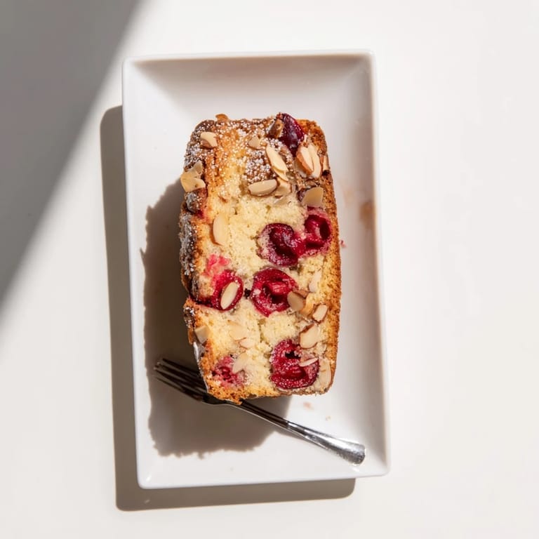 This warm, inviting Cherry Almond Loaf Cake is perfect, with the delicious contrast of textures.