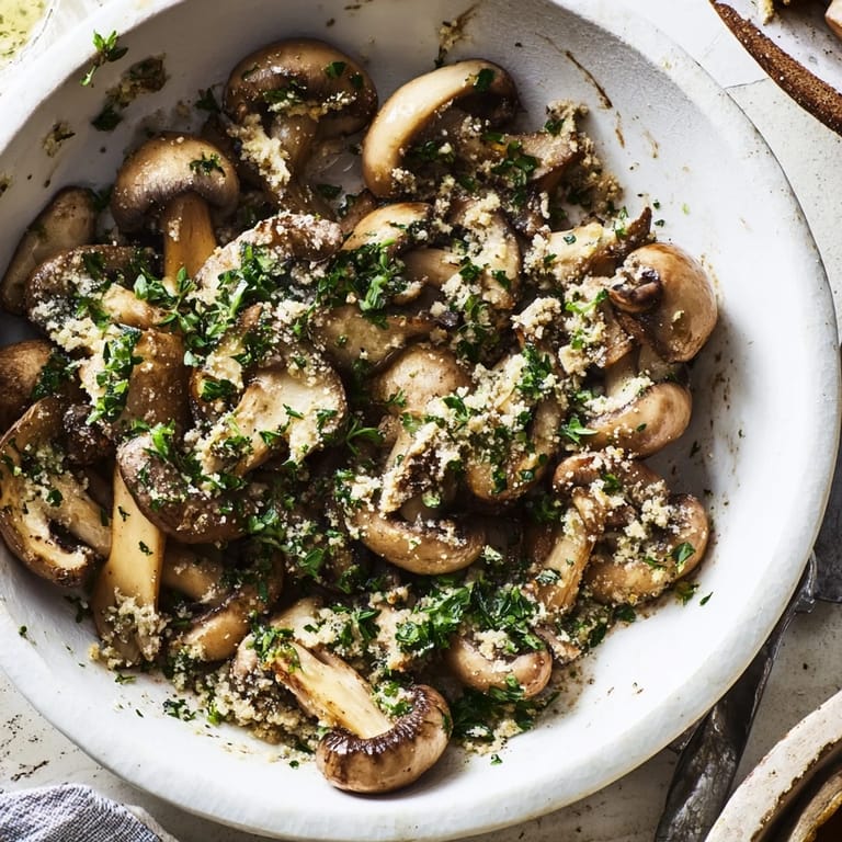 This beautiful Cottagecore Mushroom and Moss Savory Platter features creamy goat cheese, mushrooms, and crusty bread.