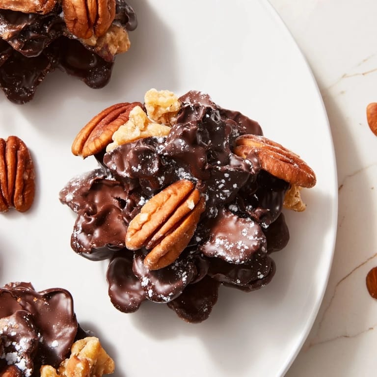 Deliciously crunchy, chocolate-covered pinecone nut clusters, perfect for holiday treats and easy to make.