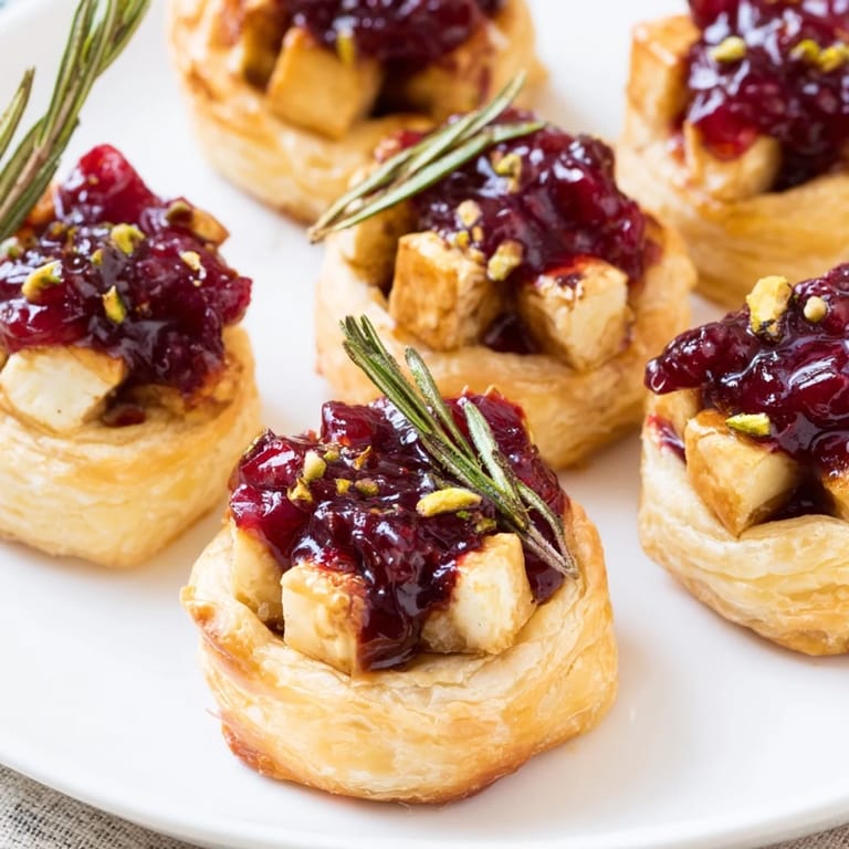 Warm Cranberry Brie Bites Wreath served on a platter, showcasing rich cheese and vibrant cranberries.