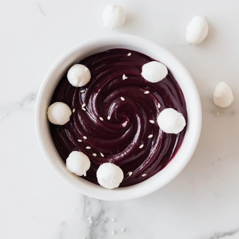 Enjoy the elegant Galaxy Spiral; dairy dessert with swirling jam, sesame stars, and goat cheese.