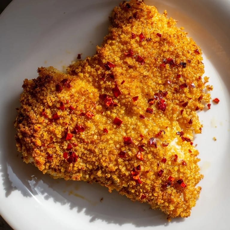 Tender, juicy center, and crunchy exterior: a close-up of delicious Hot Honey Chicken Thighs.