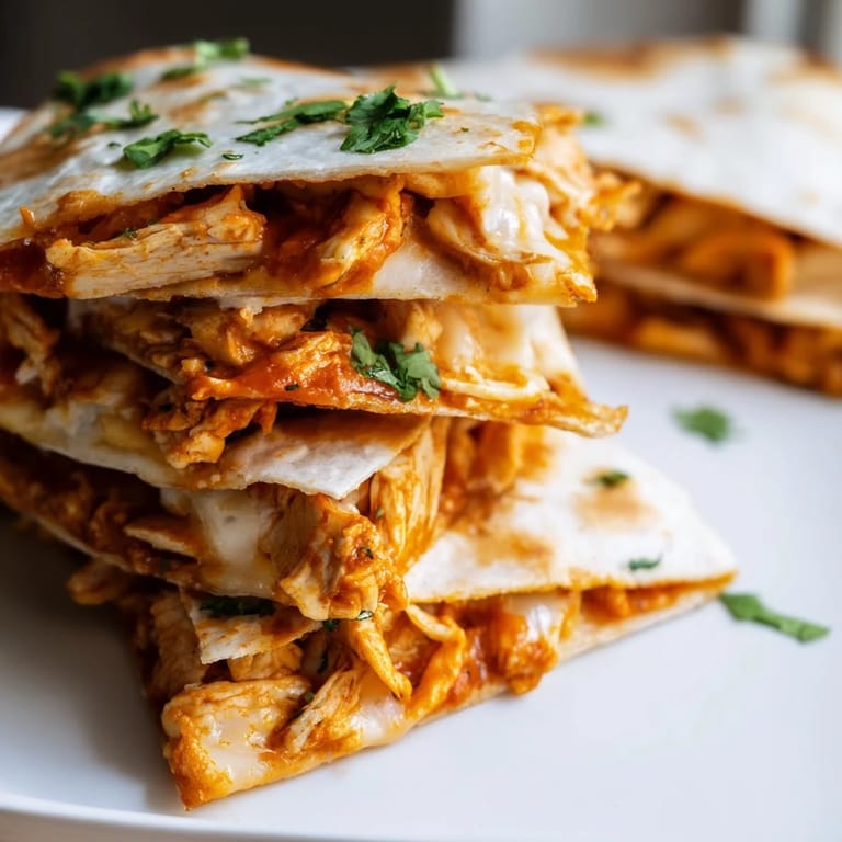 Melted cheese spills from the crispy tortilla with the flavorful butter chicken inside the quesadilla.